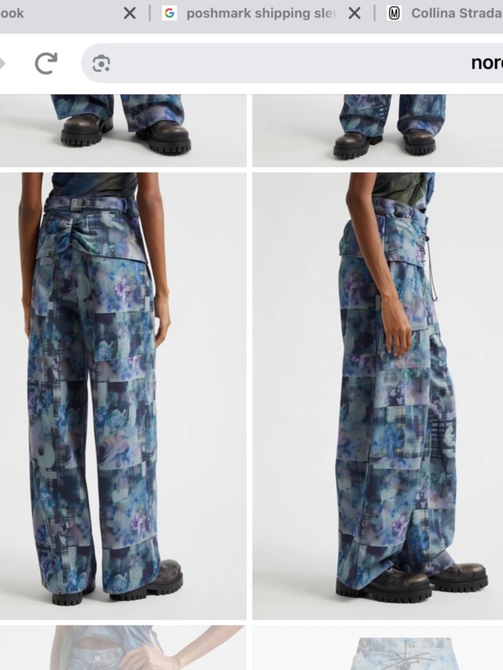 Designer: COLLINA STRADA Navy Garden Blur Bungee Avant Garde Pants Sz M 2 or 4 - Picture 9 of 11